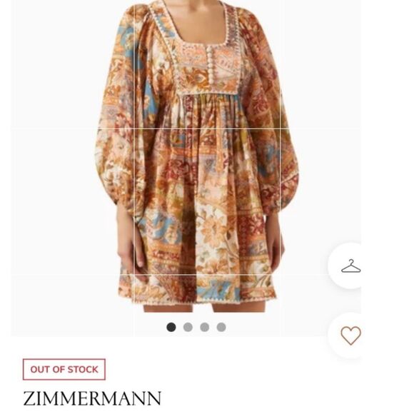 Zimmermann Chintz Billow Mini Dress Floral Crochet Long Sleeves Multi AU 0, US 4 - Picture 12 of 13
